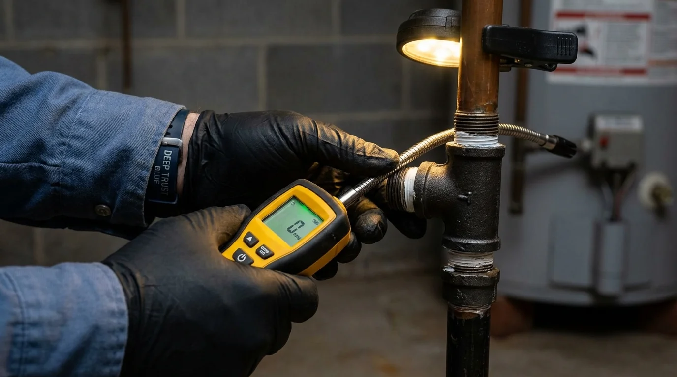 Gas leak detection with electronic sniffer by Johns Plumbing LLC in Palo