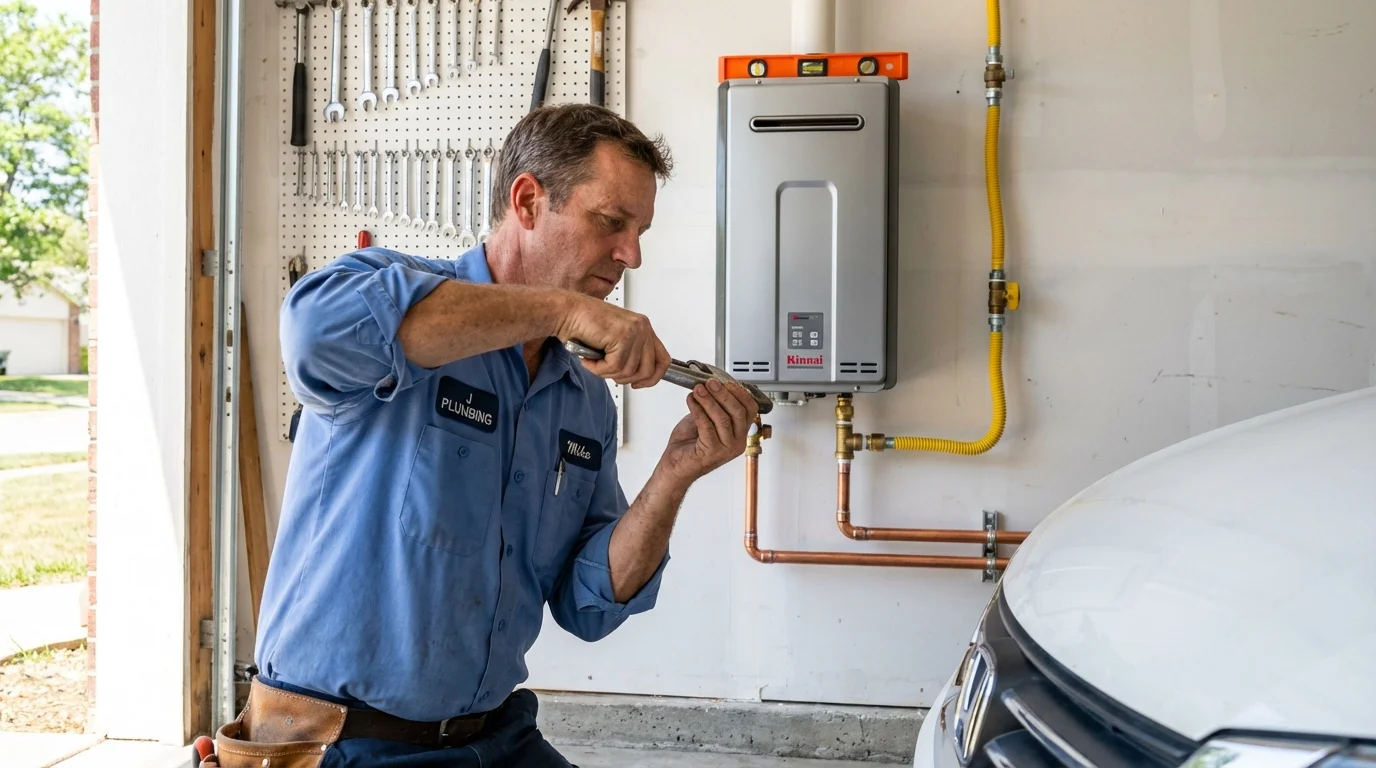 Tankless water heater installation by a Johns Plumbing LLC plumber in Palo